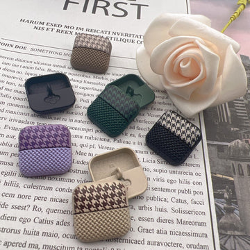 25mm square houndstooth metal shank buttons, assorted tones; front and back views