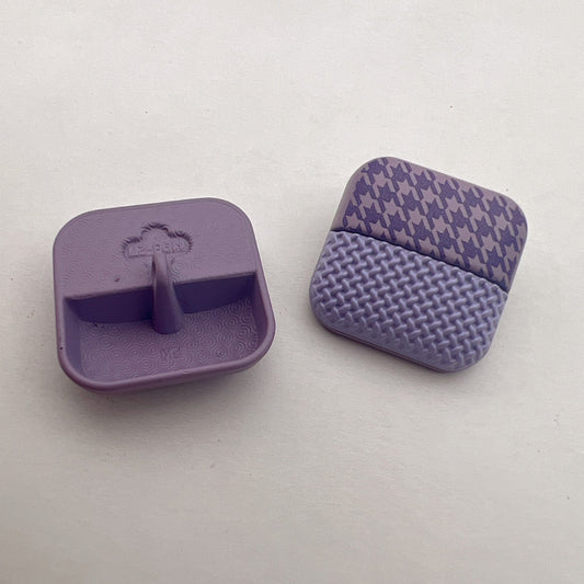 25mm Square Houndstooth Patterned Metal Shank Buttons 50pcs Purple