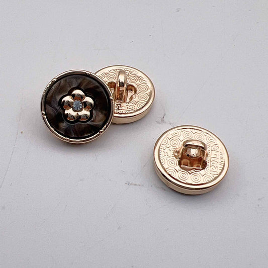 12.5mm Round Diamond Metal Buttons for Women's Shirts 50pcs Brown