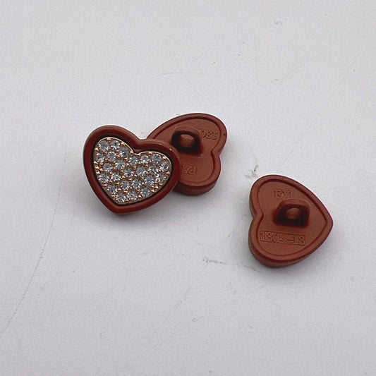 12.5mm Diamond Starry Heart Metal Buttons for Women's Shirts 50pcs Wine
