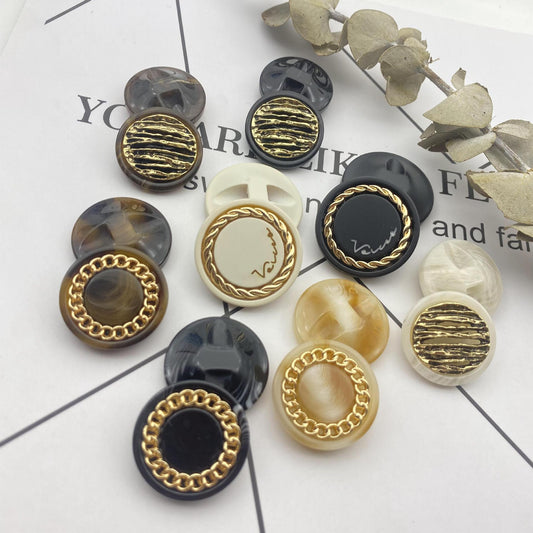 25mm Gold-Tone Chain Mesh Resin Buttons Hidden Shank 48 Pack