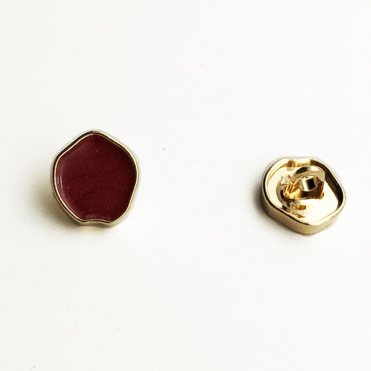 12.5/25mm Irregular High-Gloss Metal Shank Buttons 12PCS Gold Red