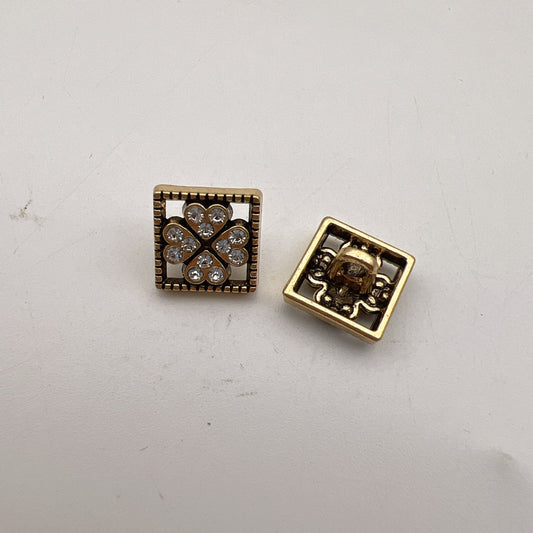 12.5mm Vintage Square Colored Diamond Metal Shirt Buttons 50 Pack White