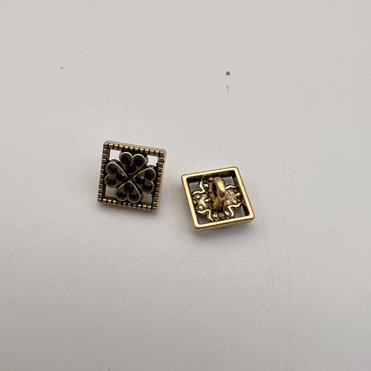12.5mm Vintage Square Colored Diamond Metal Shirt Buttons 50 Pack Black