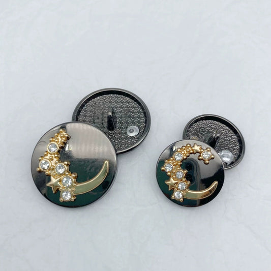 Round Moon Diamond Metal Buttons for Sweaters 48 Pack