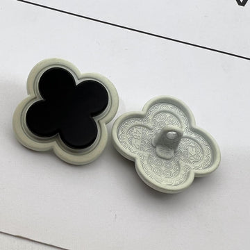 3D-Blumen-Metallmantelknöpfe, schwarz mit hell eingefasstem Rand, 12er-Set