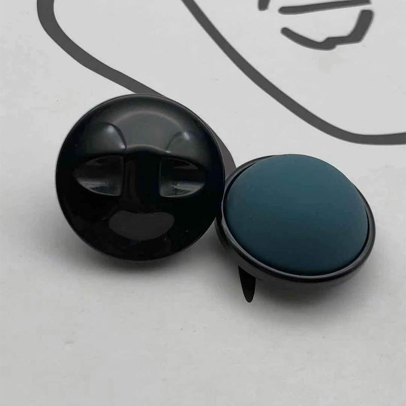 25mm runder Knopf: dunkelblaues/teal Vorderteil mit schwarzer Rückseite, Paar