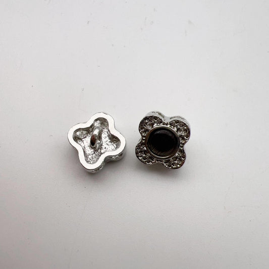 12mm Multi-Diamond Polished Metal Flower Buttons 30 Pack