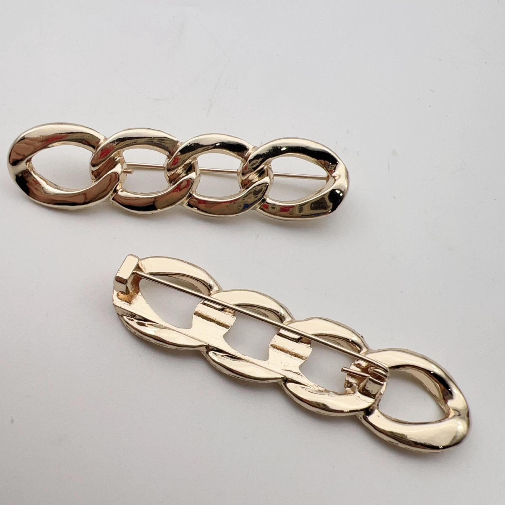 Jeansknopf-Sicherheitsnadeln, goldfarben, Kette-Optik mit glänzenden Metallringen