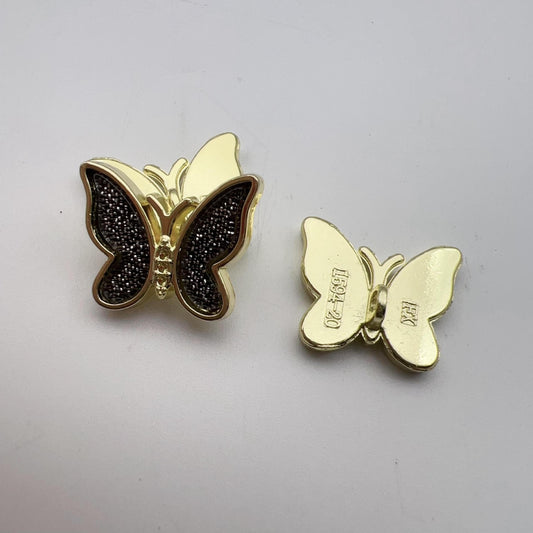 23mm Colored Alloy Bead Shank Buttons with Diamond 12pcs Black