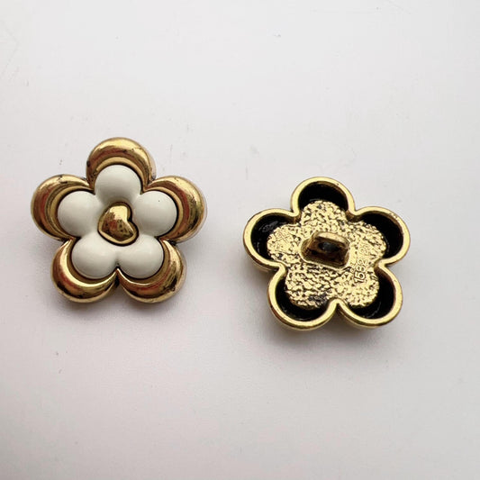 17.5/21mm Five-Petal Flower Vintage Metal Dot Shank Buttons 50 Pack