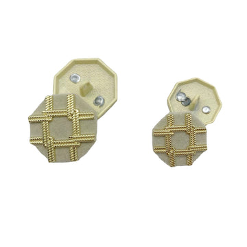 18/25mm velvet metal buttons, beige with gold decorative trim, 2-hole set
