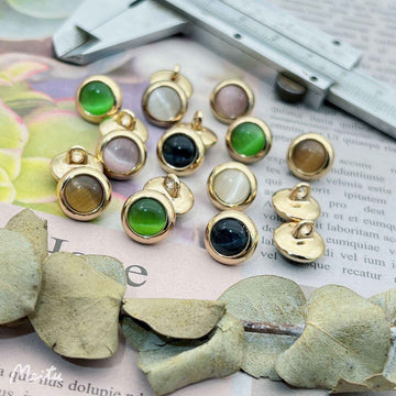 12.5mm cat’s eye metal shirt buttons: assorted colors, 50 pcs