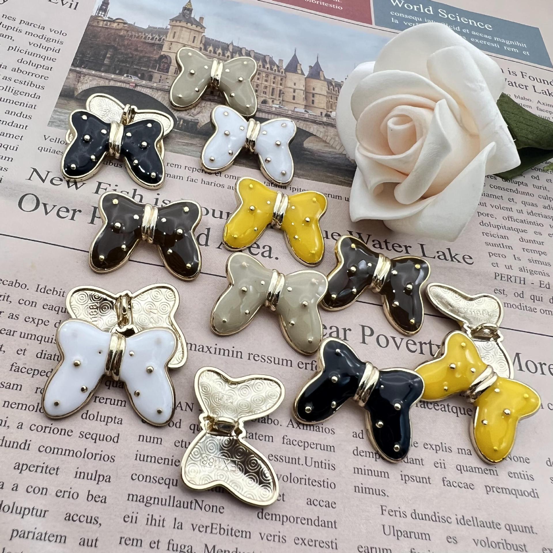 Butterfly starry metal large shank buttons, assorted colors, 50-pack