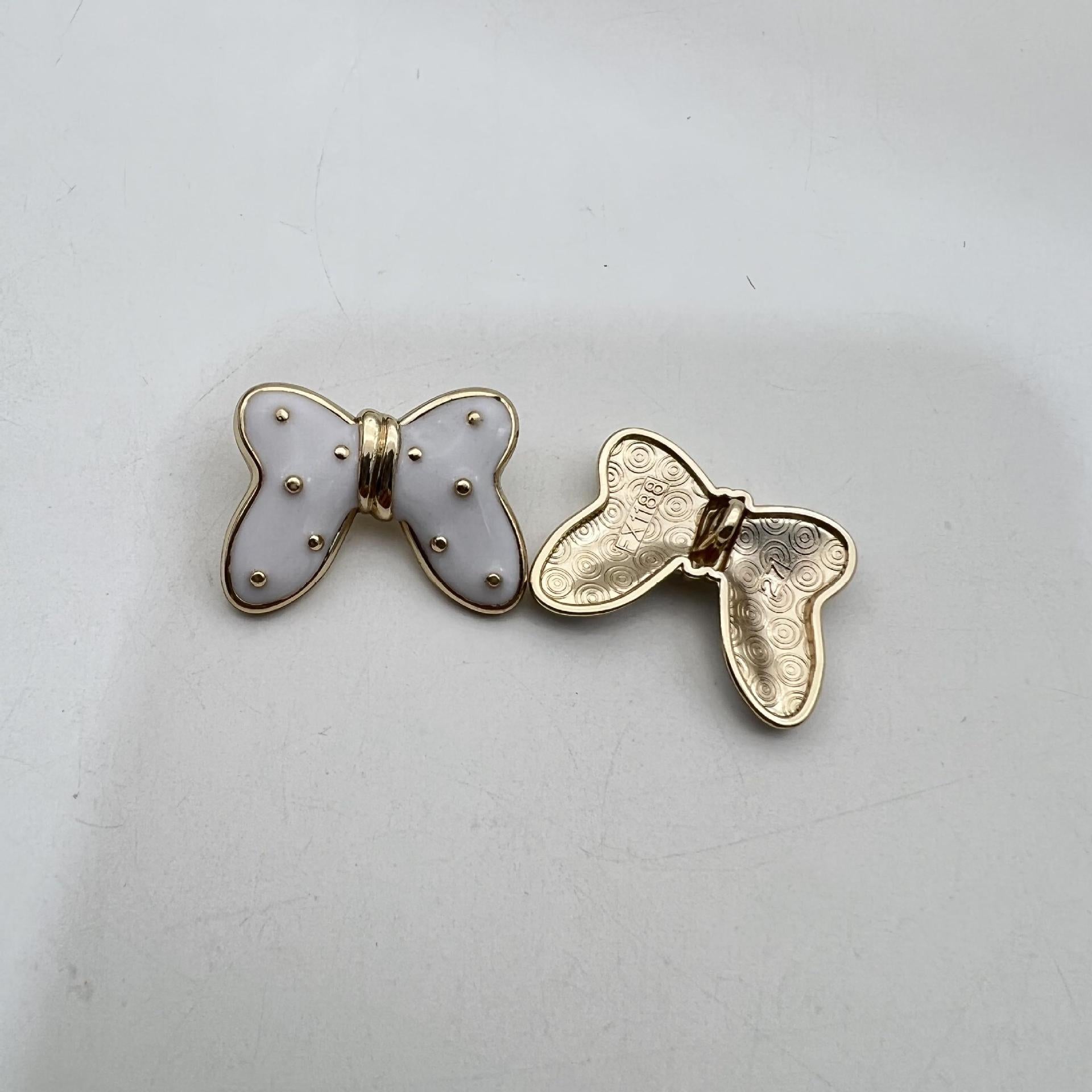 Light blue butterfly starry metal large shank button with gold-tone edging