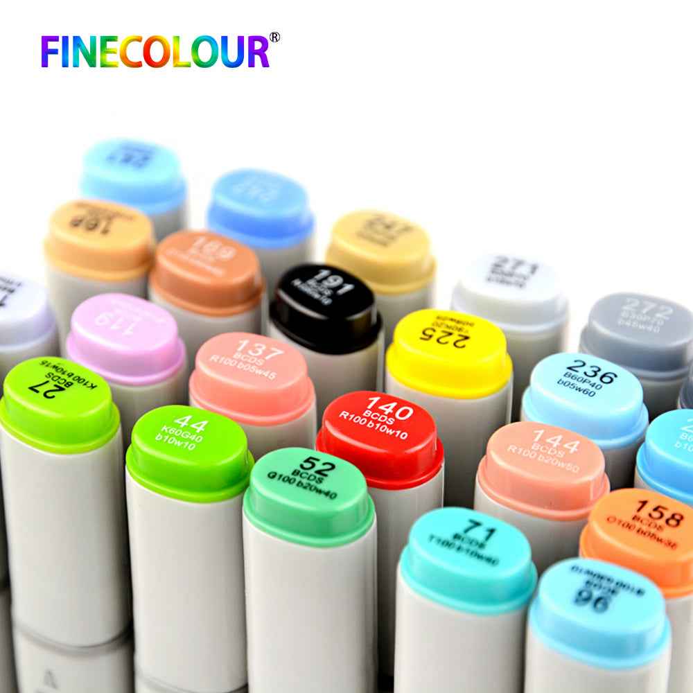 FINECOLOUR EF100 Alcohol Marker Set of 48 Colors Dual Tip