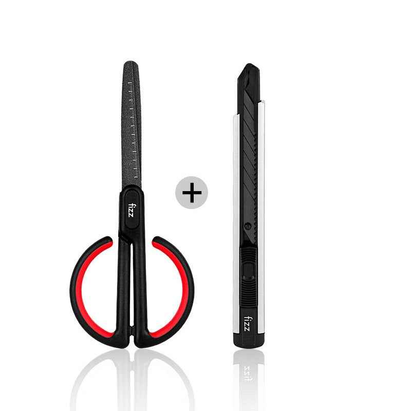 Fizz Non-Stick Teflon Scissors with Scale & Utility Knife Red