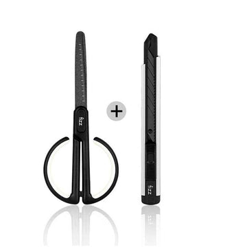 Fizz Non-Stick Teflon Scissors with Scale & Utility Knife White