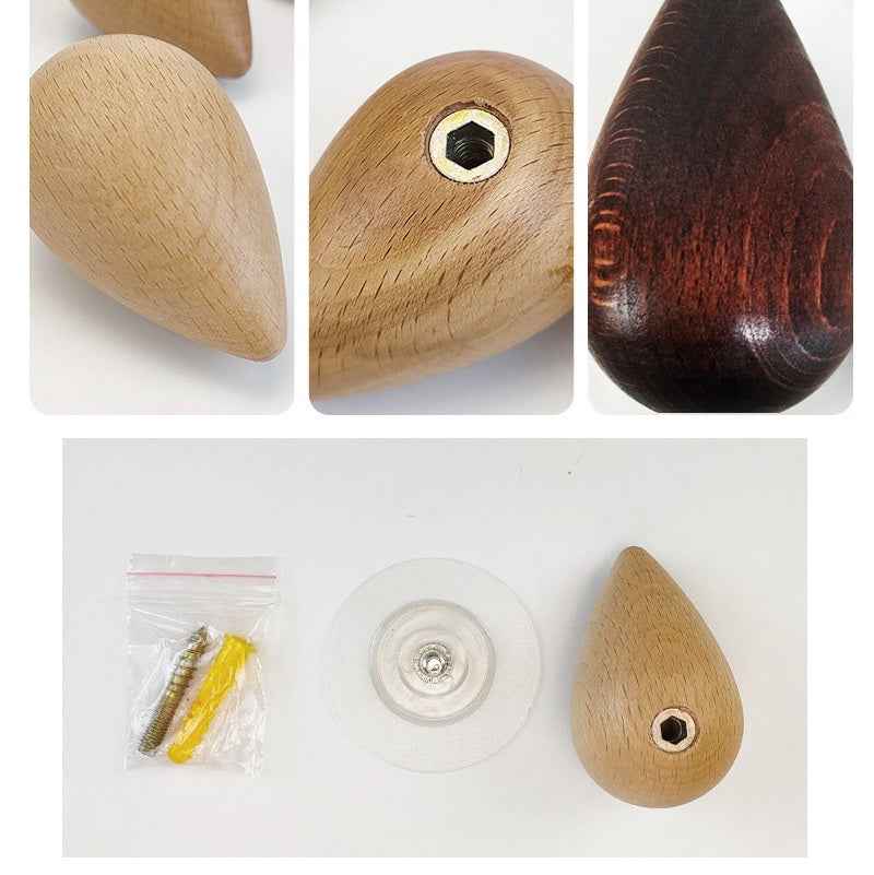 Wooden Droplet Wall Hooks for Coat Hat 3 Pack