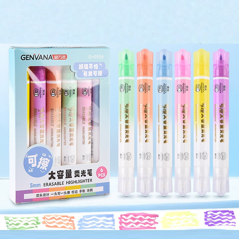 GENVANA 5mm Izbrisive marker olovke s dvostrukim vrhom 6 boja
