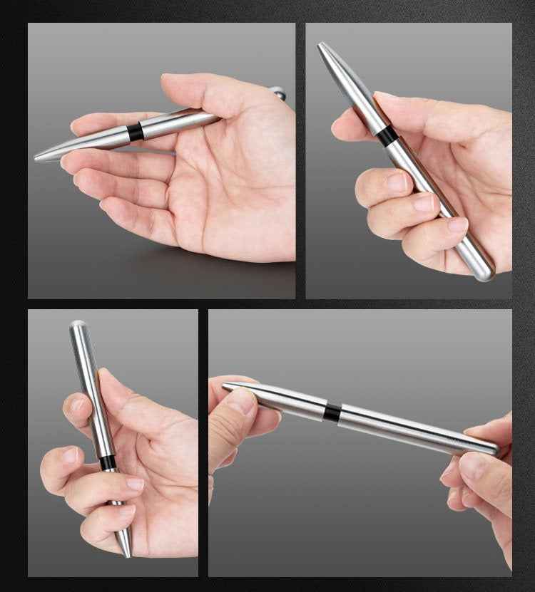 GNASEET Silver Stainless Steel All-Metal Ballpoint Pen Retractable