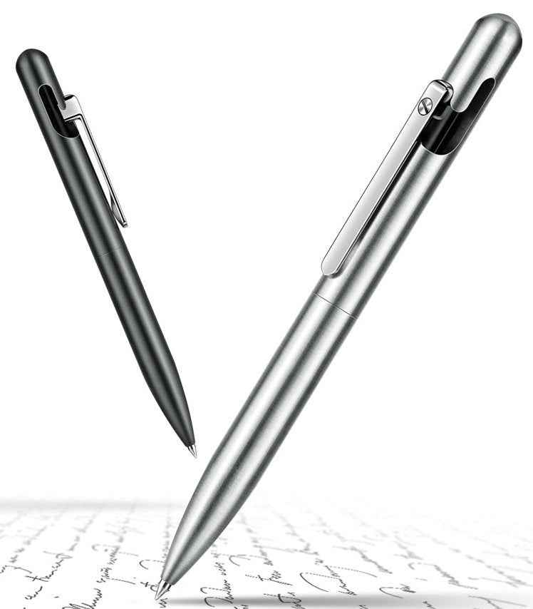 GNASEET Brushed Stainless Steel All-Metal Ballpoint Pen