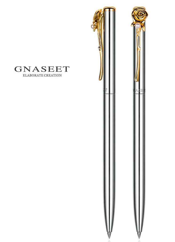 GNASEET Rose Jewel Pen Metal Ballpoint Pen for Women