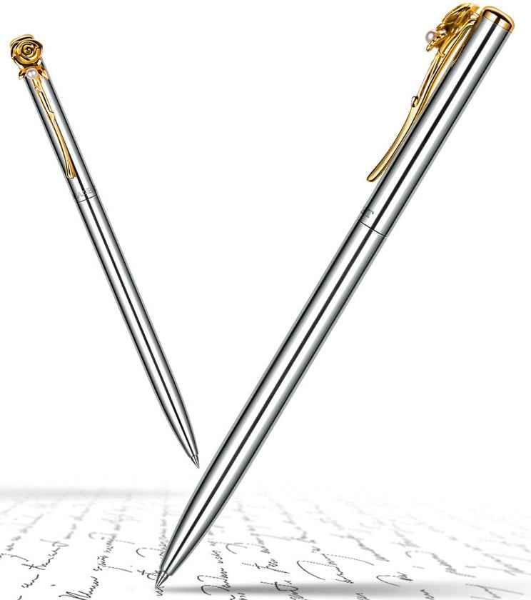 GNASEET Rose Jewel Pen Metal Ballpoint Pen for Women
