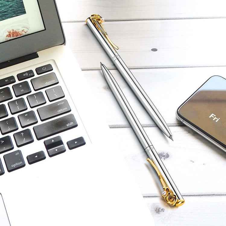 GNASEET Rose Jewel Pen Metal Ballpoint Pen for Women