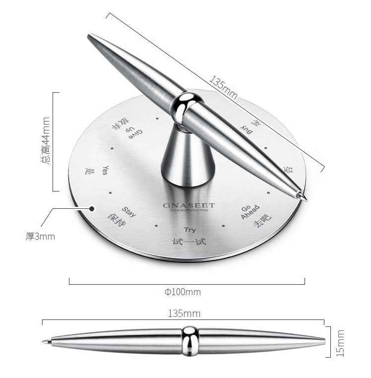 GNASEET Brushed Stainless Steel Spinning Stress Relief Decision Pen