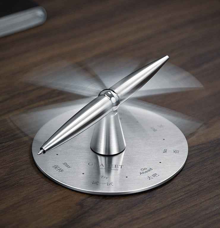 GNASEET Brushed Stainless Steel Spinning Stress Relief Decision Pen
