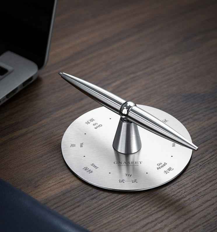 GNASEET Brushed Stainless Steel Spinning Stress Relief Decision Pen
