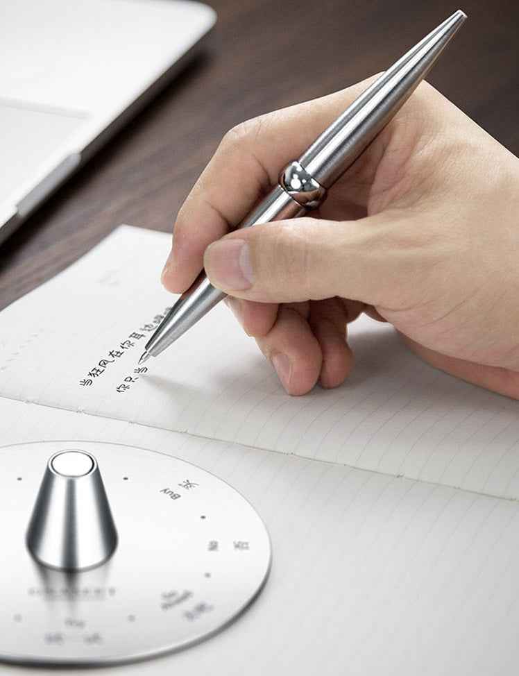 GNASEET Brushed Stainless Steel Spinning Stress Relief Decision Pen