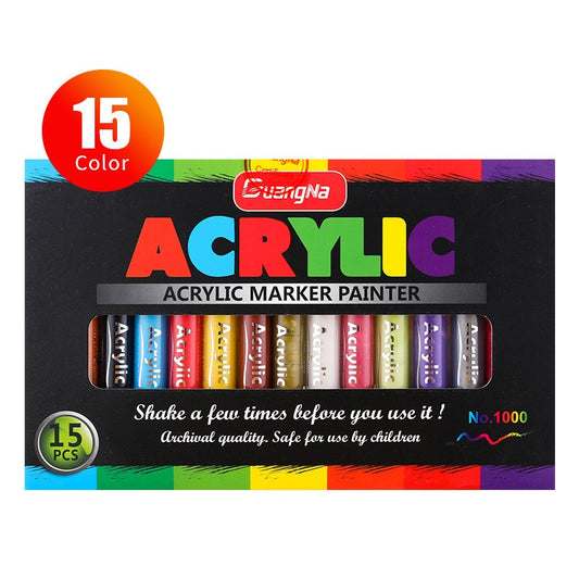 15 Color Guangna Acrylic Painter Markers 3mm Tip