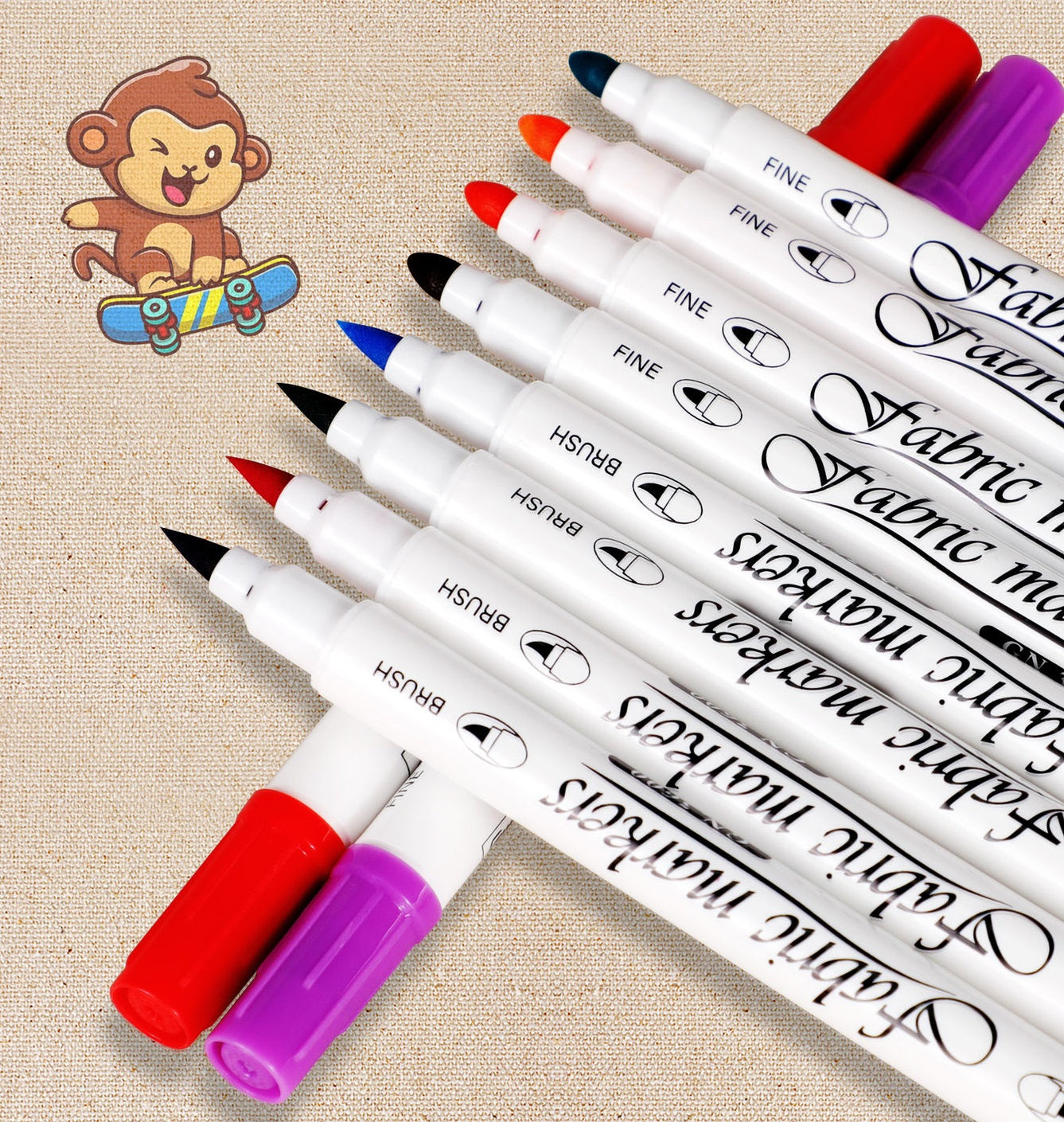 Guangna Fabric T-Shirt Marker Brush Fine Dual Tips 24 Color