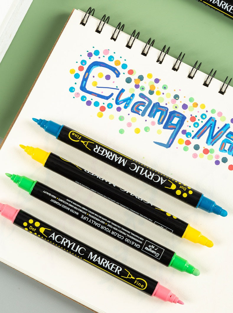 Guangna 84 Colors Acrylic Paint Markers Dual Tip(1-5mm)