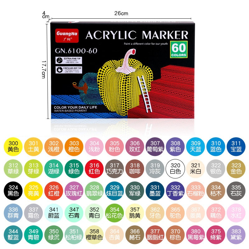 Guangna 60 Colors Acrylic Paint Markers Dual Tip(1-5mm) - TTpen