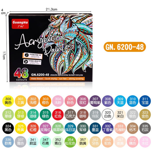 Guangna 48 Colors Dual Brush Tip Acrylic Paint Markers