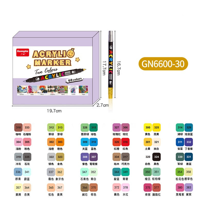 Guangna Acrylic Paint Marker Pens 60 Colors,Dual Brush Tip - TTpen