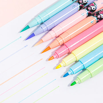 Guangbo 8-Farben Doppelspitzen Weiche Pinselstift Set – Kuromi & Cinnamoroll
