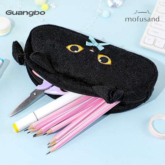 Guangbo Mofusand Plush Black Cat Pencil Case Pen Bag