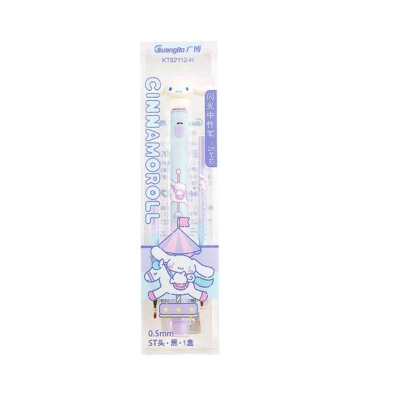 Guangbo Sanrio Gel Pen Glowing 0.5mm with 2pcs Black Ink Refills