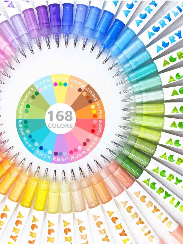 Guangna Liquid Acrylic Marker Set – 1.0mm Metal Tip - 168 Colors