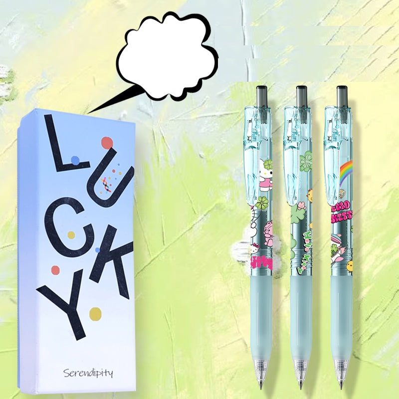 ZEBRA Hello Kitty Bolígrafo de Gel Gato Trébol de Cuatro Hojas Edición Limitada, Paquete de 3