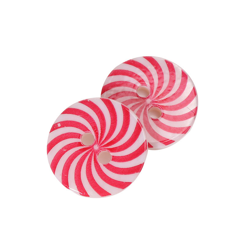 Runde Shell-Knöpfe 12,5 mm, Rosenprint, zwei Löcher, rot-weiß