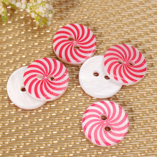 12.5mm Rose Printed Round Two-Hole Shell Buttons