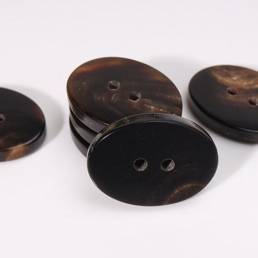 23mm Oval Two-Hole Dark Coffee Horn Buttons