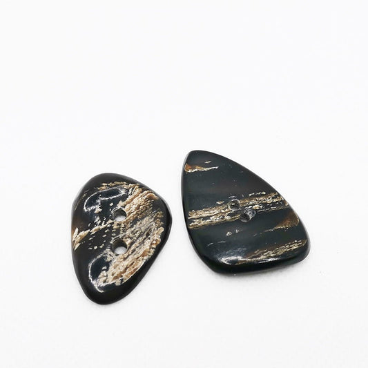 28mm Black Triangle Two-Hole Vintage Horn Coat Buttons