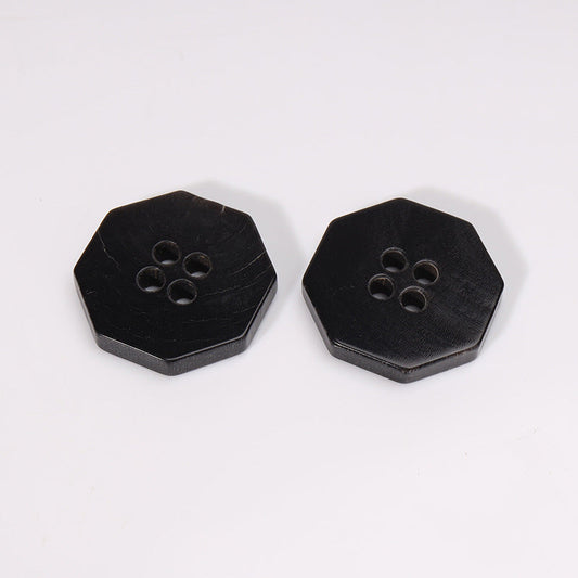 20mm Octagonal Four-Hole Black Horn Buttons 12PCS