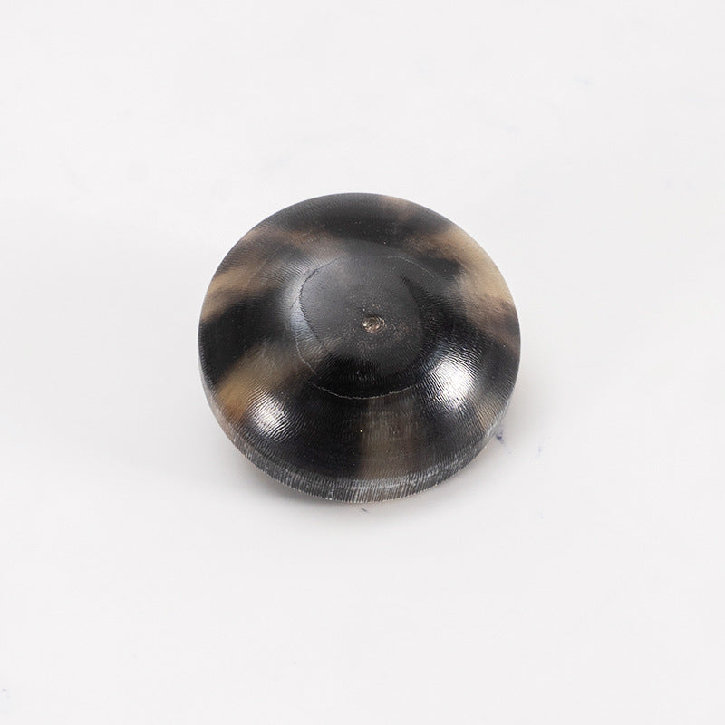 Vintage horn shank button, 20mm, dark brown-gray domed back with center hole